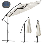 Ombrellone Giardino 3mt con Luce LED Solare Palo Decentrato con Carrucola Beige