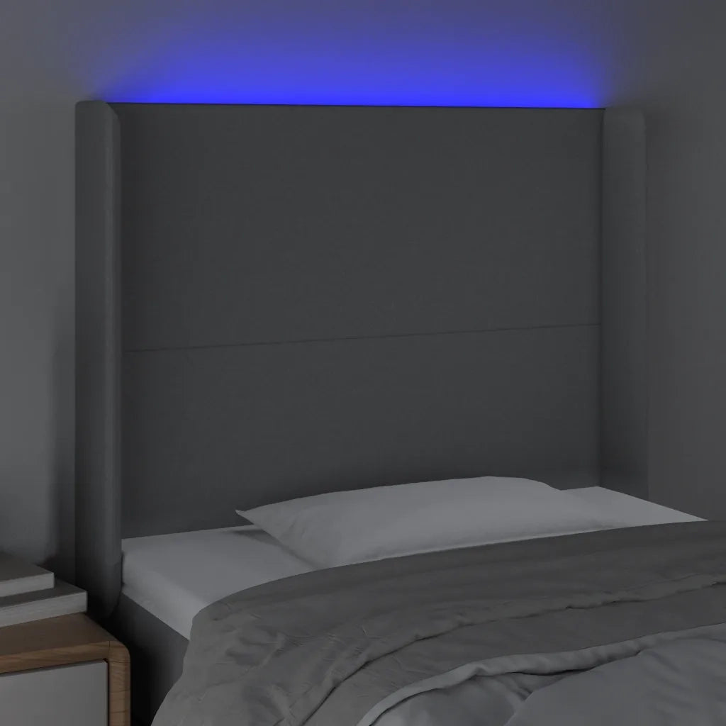 Testiera a LED-Testata con LED Grigio Chiaro 103x16x118/128 cm in Tessuto 965895