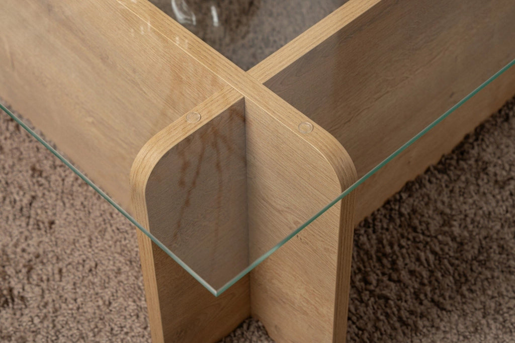 Tavolino da caffè in legno "Flavio" - 105 x 65 x 30 cm - Rovere