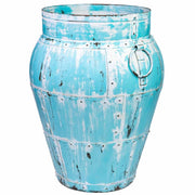 Vaso in metallo invecchiato blu 45x45x60h cm