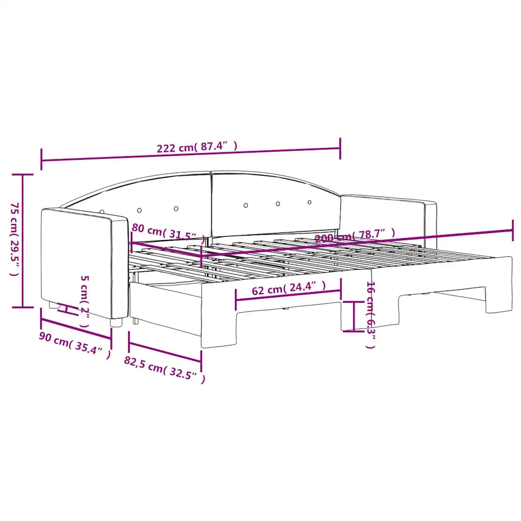 Divano Letto con Letto Estraibile Blu 80x200 cm in Velluto 3197293