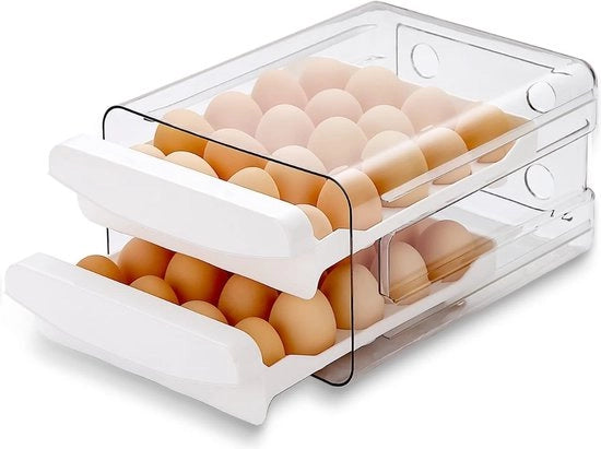 Contenitore per uova in plastica - Contenitore per uova a doppia camera - Conservazione rinfrescante per uova in design trasparente (1 pezzo)