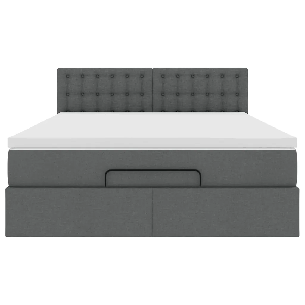 Pouf Letto con Materasso Grigio Scuro 140x200 cm in Tessuto 3311630