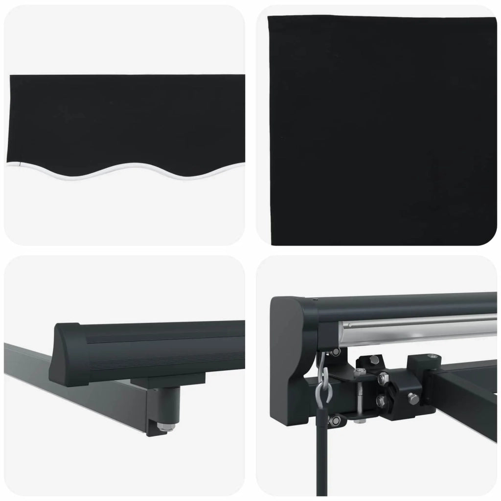 Cornice per Tenda Manuale con LED Nero e antracite 3 x 2,5 m