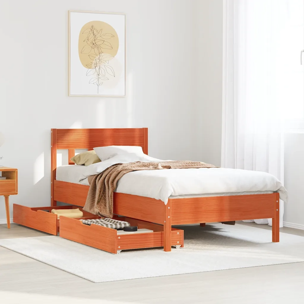 vidaXL Letto senza Materasso Marrone Cera 90x190 cm in Legno di Pino