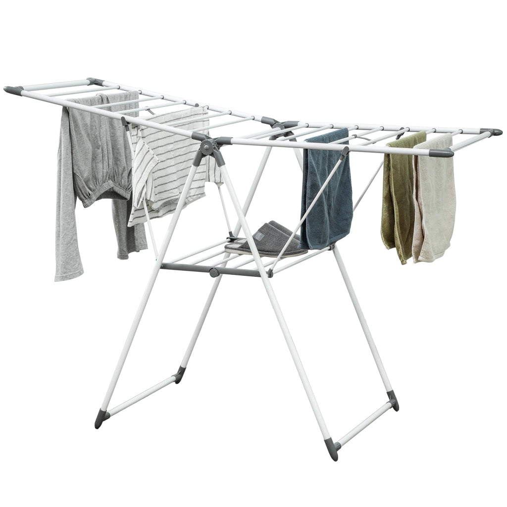 Stendibiancheria a 2 Livelli Regolabile in Altezza ¨C zephmum ¨C Bianco, Metallo e Plastica, 156.5x61.5x97 cm