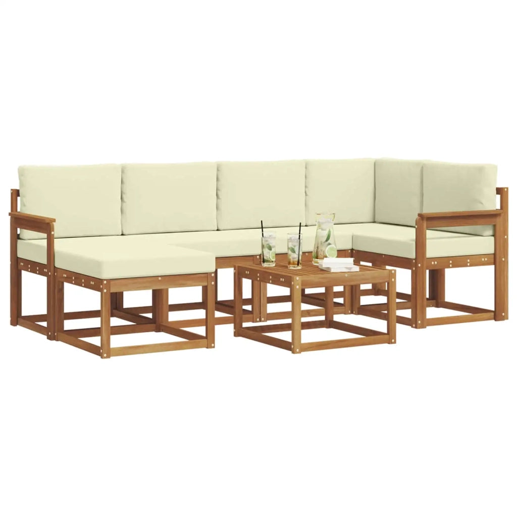 Set di divani da esterno con cuscino 7 pcs Naturale e Crema 3366663