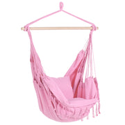Sedia amaca a dondolo sospesa in cotone rosa per interni ed esterni in stile boho