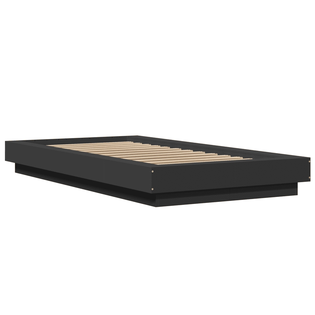 Giroletto con Luci LED-Struttura Letto Nero 75x190 cm in Legno Multistrato 767951