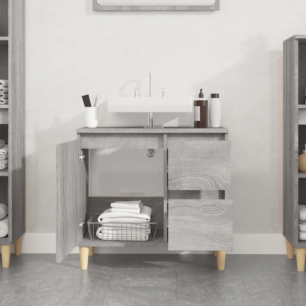Armadietto Bagno Grigio Sonoma 65x33x60 cm in Legno Multistratocod mxl 103504