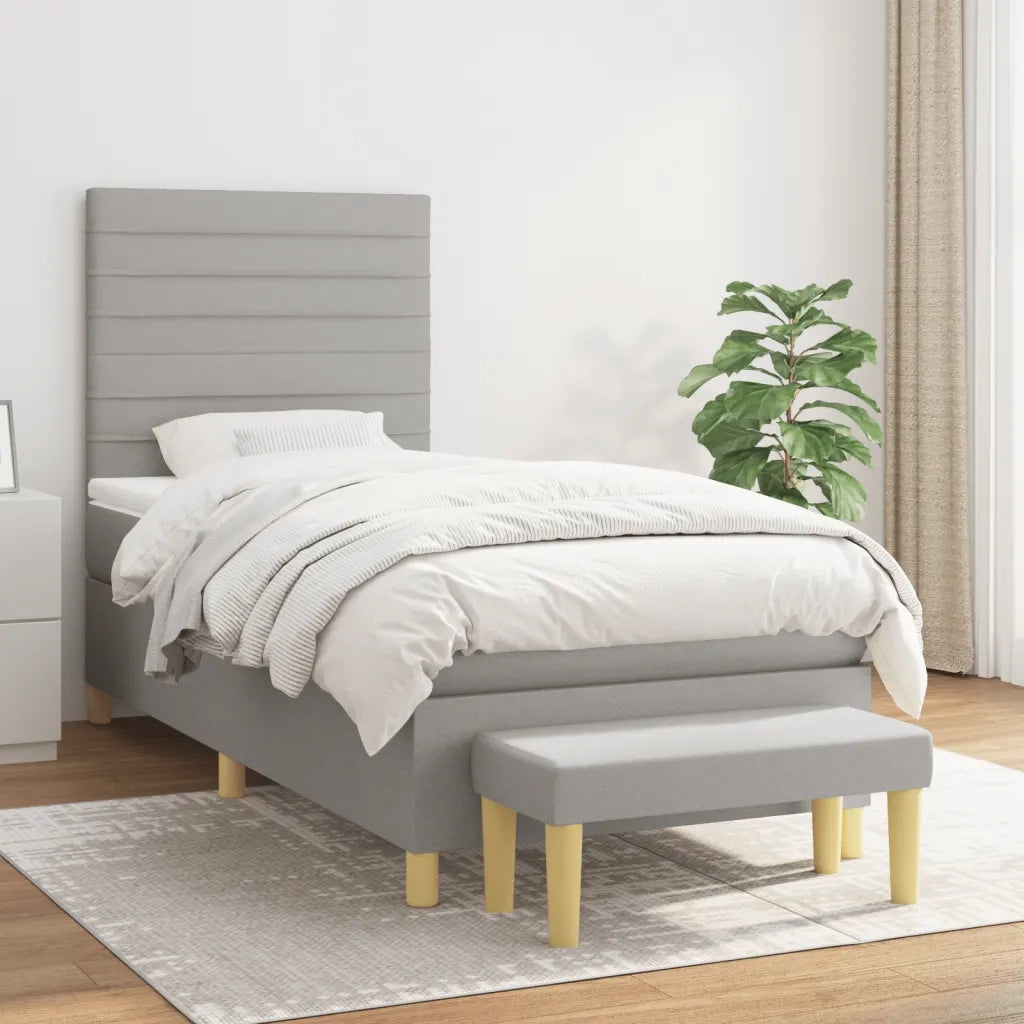 Giroletto a Molle con Materasso Grigio Chiaro 90x200 cm Tessuto cod mxl 64461