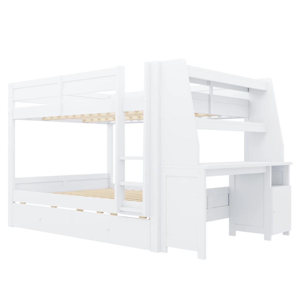 Letto a castello alto 140x200 cm con scrivania e contenitore
