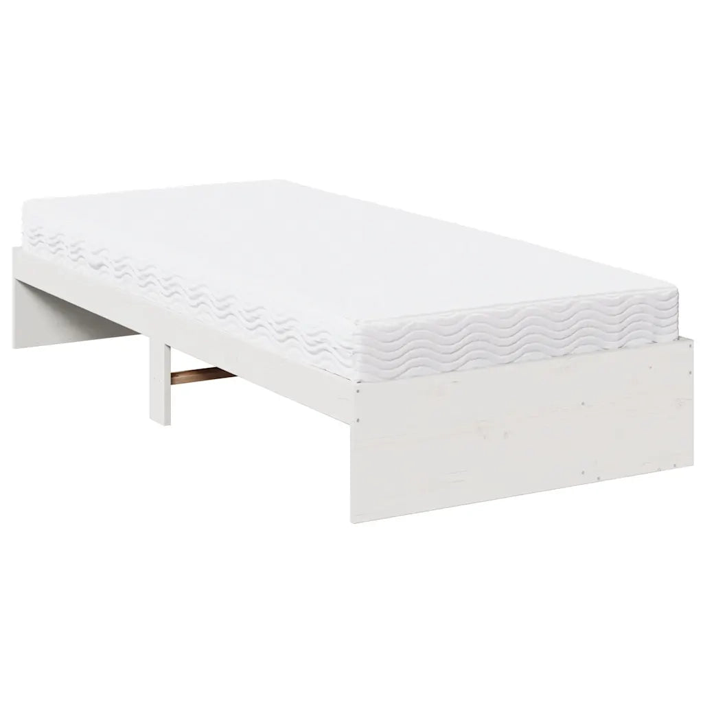 Dormeuse con Materasso-Divano Letto Bianco 100x200 cm Legno Massello Pino