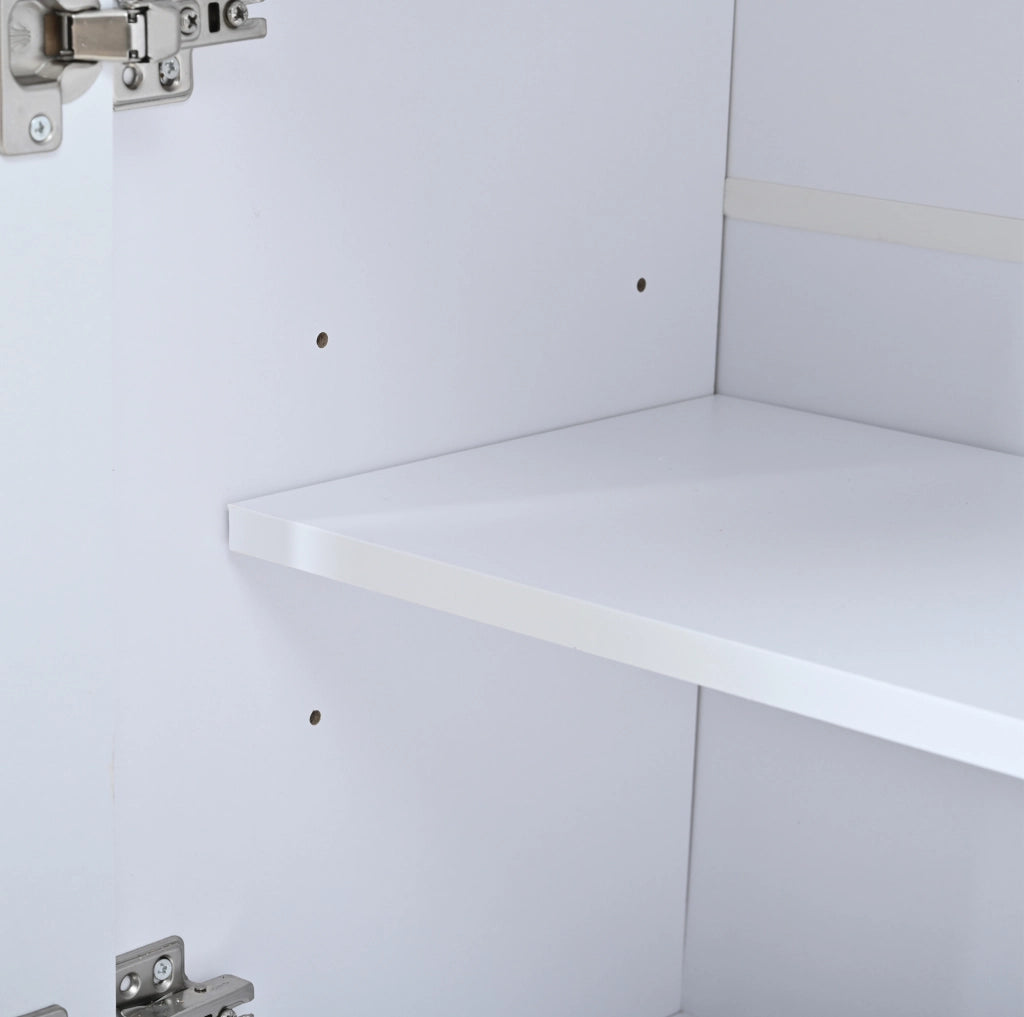 Credenza bianca 120 x 35 x 80 cm con 3 cassetti e 3 ante; in truciolare