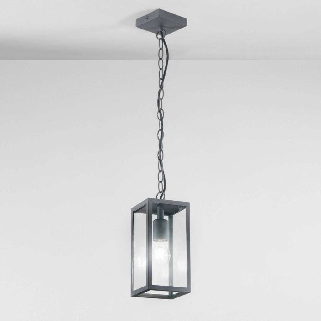 SOSPENSIONE MIRAGE ANTRACITE 1 LUCE ATTACCO E27 IP44 13X13X90CM IN METALLO E VETRO
