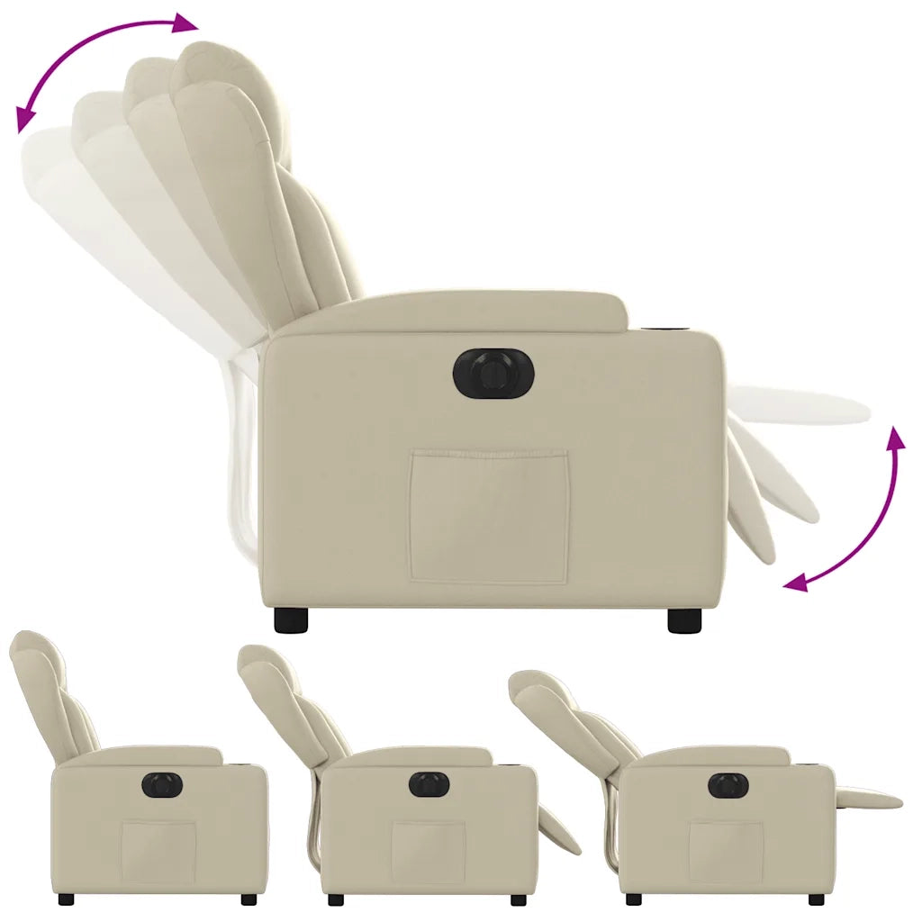 Divano Sedia-Poltrona Reclinabile Elettrica Crema in Similpelle 252941