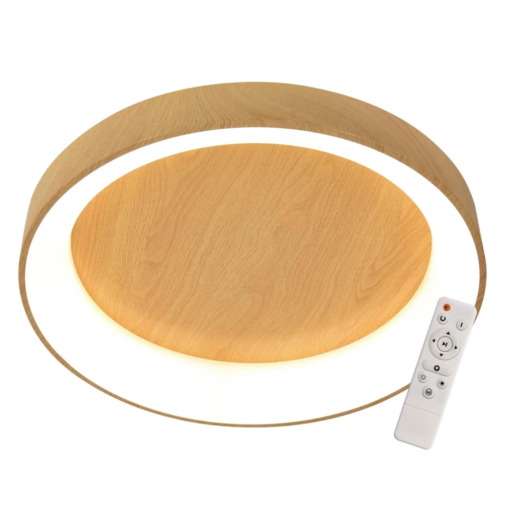 LÚZETE - PLAFONIERA LED 50W REGOLABILE CON TELECOMANDO EFFETTO LEGNO HARALD