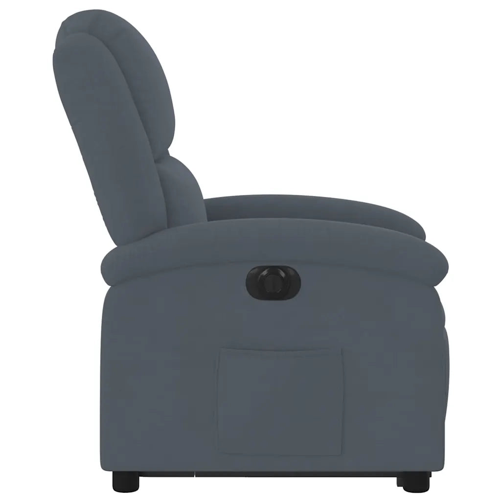 Poltrona | Sedia Relax Alzapersona Reclinabile Elettrica Grigio Scuro Velluto