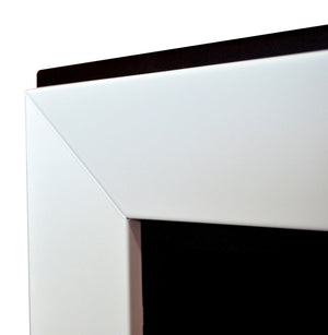 Camino a Bioetanolo da Parete/Incasso 180x49 cm Frame 1800 Bianco con Vetro