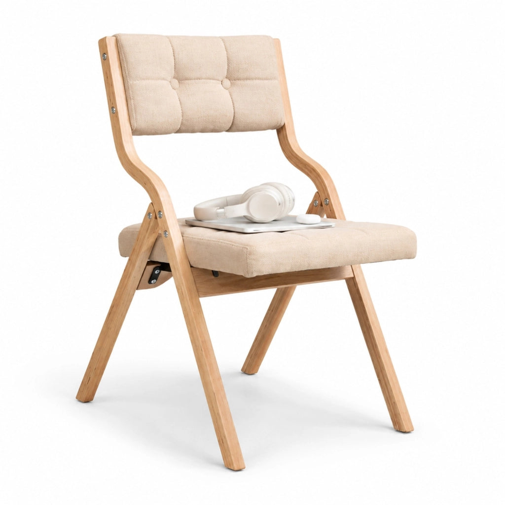 Sedia pieghevole 61x48x77 cm kaki – schienale imbottito, set da 2