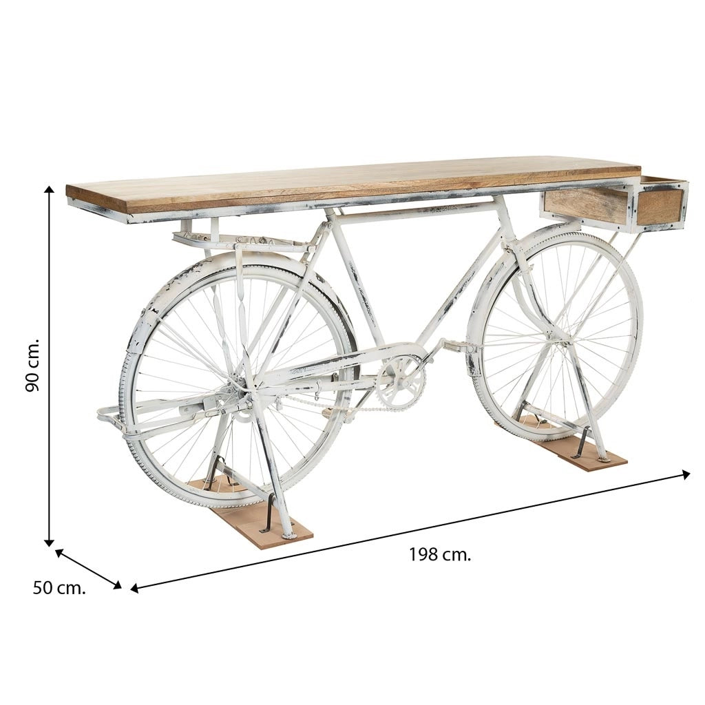 Mobile da ingresso in legno bianco e metallo 198x50x90h