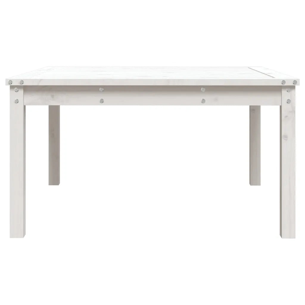 Tavolo da Giardino Bianco 82,5x82,5x45cm Legno Massello di Pino 824121