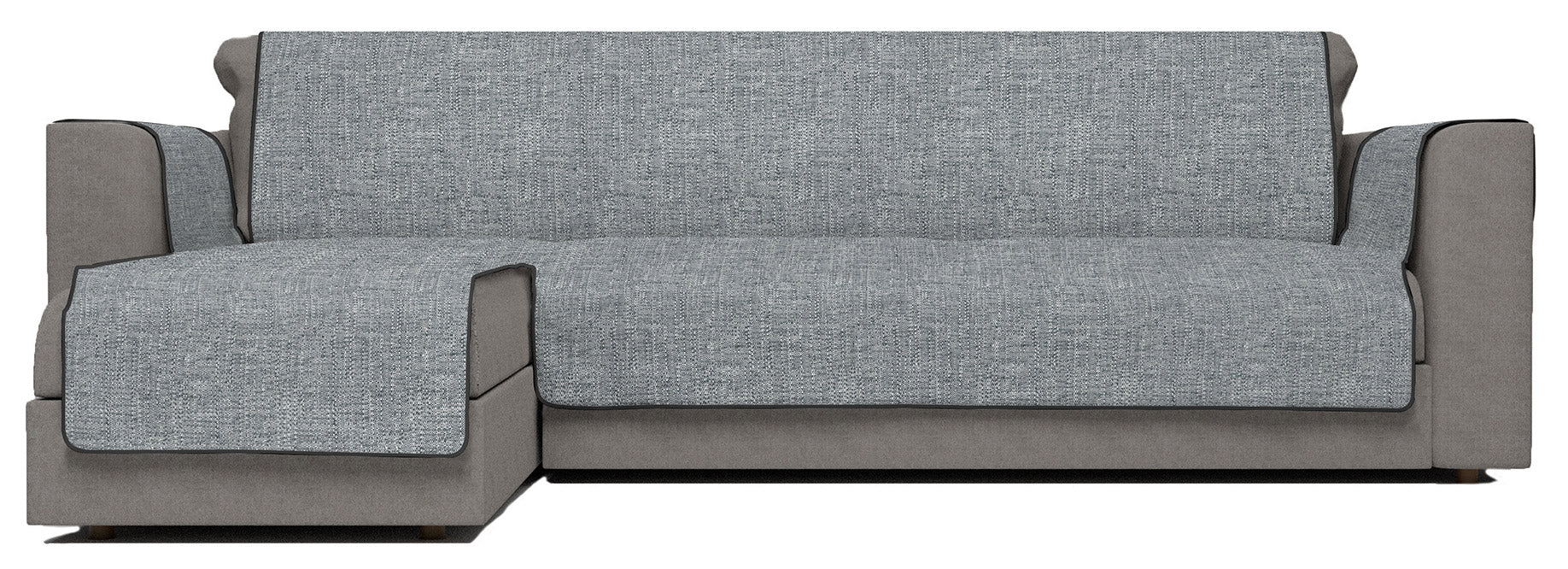 Copridivano con Penisola Sinistra Seduta 290 cm in Poliestere e Cotone Grigio Scuro