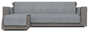 Copridivano con Penisola Sinistra Seduta 290 cm in Poliestere e Cotone Grigio Scuro