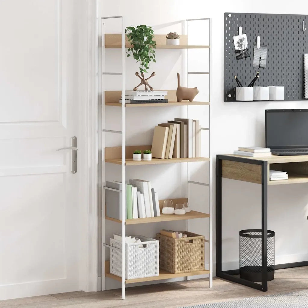 Scaffale Libri 5 Ripiani Rovere 60x27,6x158,5 Legno Multistrato 288229