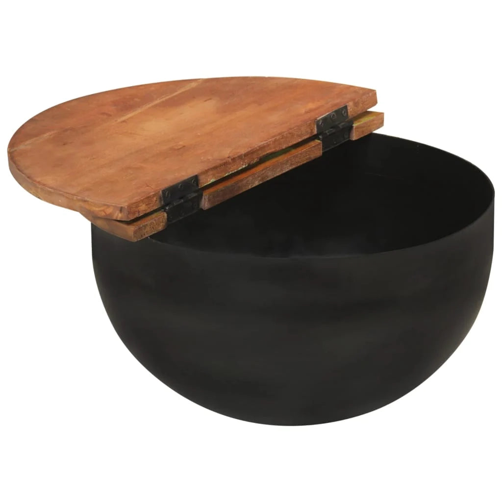 Set di 2 tavolini da caffè legno massello di recupero nero 02_0042137