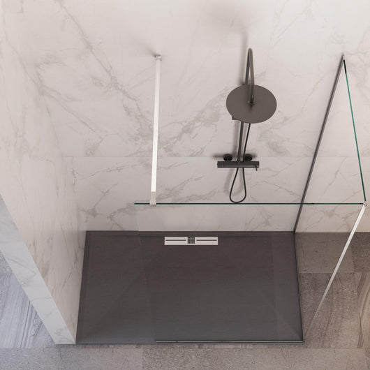 Box Doccia Parete Walk-In 100x100 cm 2 Lati in Cristallo Trasparente 8 mm H195 Bonussi Aurore