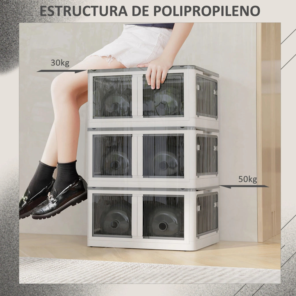 Cassa di Stoccaggio Impilabile con Ruote ¨C zephmum ¨C Bianco 60x42x34 cm