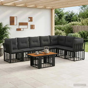 Set Divano da Giardino 8 pz Nero e Grigio scuro polyrattan 3437869