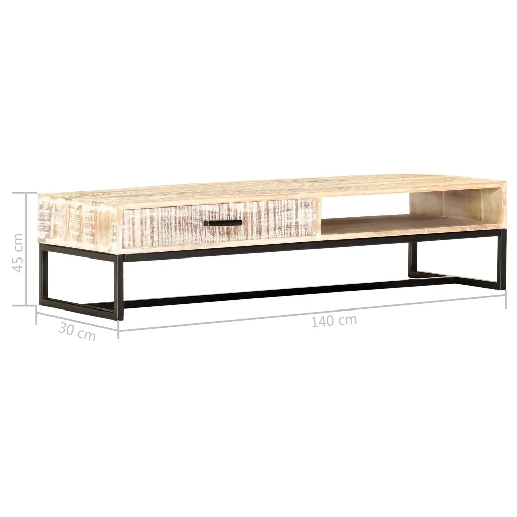 Tavolino da CaffÃ¨ Bianco 117x50x30 cm Legno Massello di Acacia cod mxl 59673