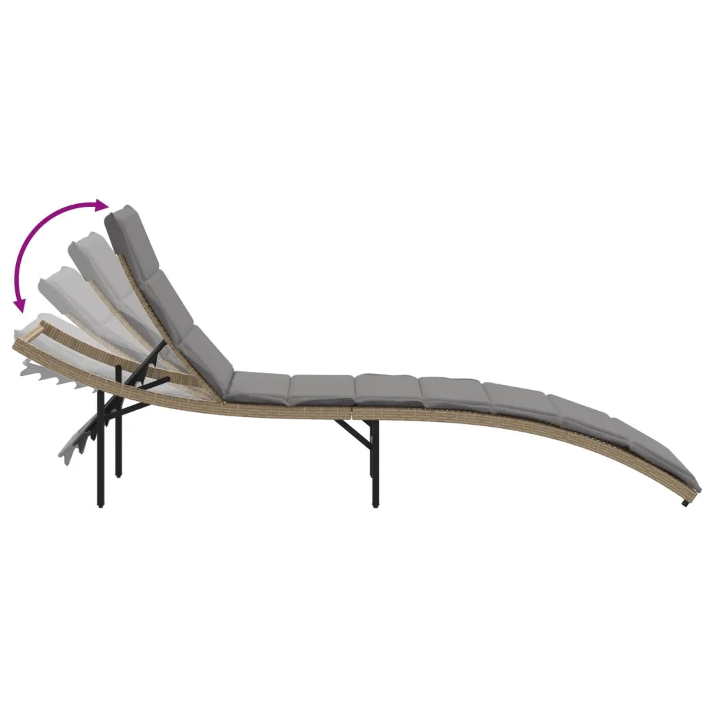 Lettini Prendisole 2 pz | Sdraio da giardino | Lettino da sole con Cuscini Beige in Polyrattan