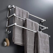 Maniglia per asciugamani in acciaio inossidabile senza fori, fissaggio alla parete, pannello, adatto per bagno, cucina, asciugamani (argentato 3 strati)