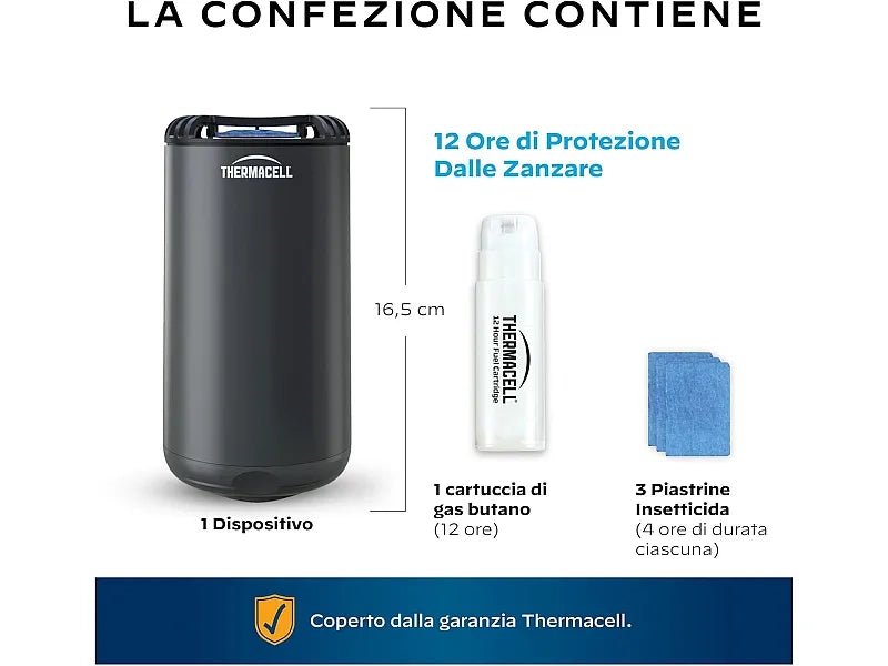 Dispositivo antizanzara portatile Thermacell Mini Halo da esterno fino a 21mq Nero