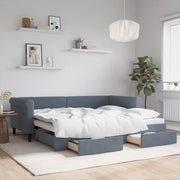Divano Letto Estraibile Cassetti-Sofa Letto-Daybed Grigio Scuro 90x200cm Velluto 693722