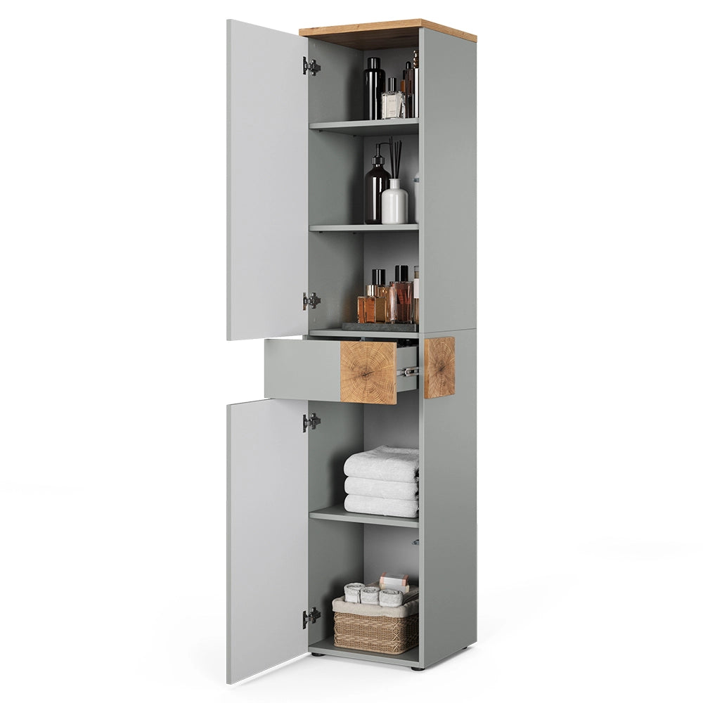 Vicco Armadio per il bagno Grigio/Artisan 40 x 184.2 cm con 2 ante e 1 cassetto