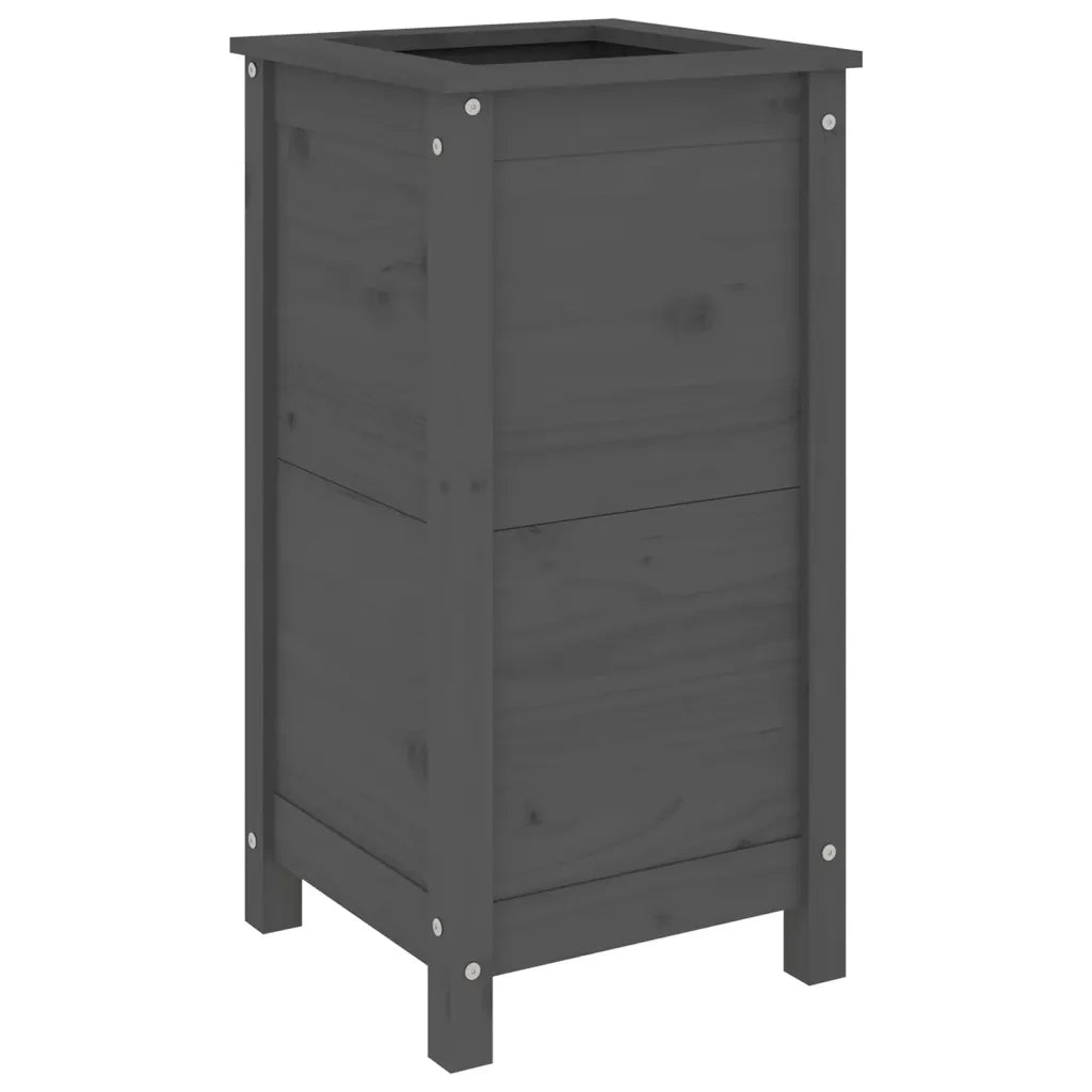 Fioriera da Giardino-Vaso da Esterno-Contenitore per Piante Grigia 40x40x78 cm Legno Massello di Pino