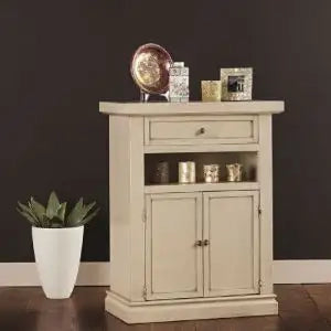 Mobiletto entratina in legno Shabby chic avorio anticato, 2 ante 1 cassetto 1 vano