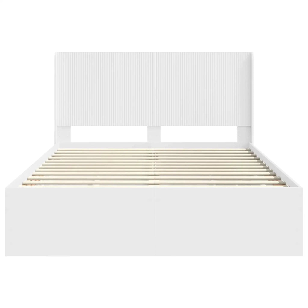 Struttura del letto con stoccaggio e testata Bianco 3413947