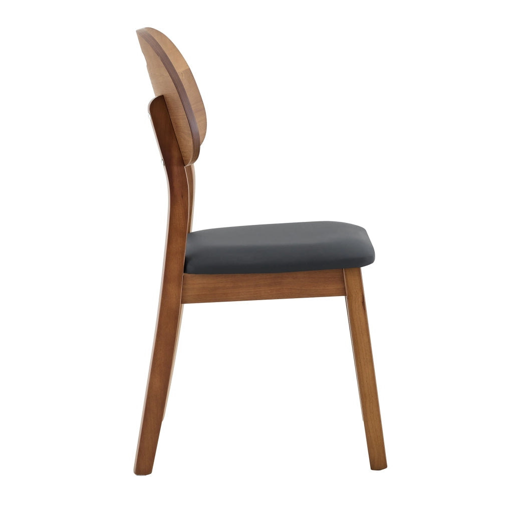 Set di 2 sedie da pranzo ovali con schienale in legno e seduta imbottita, nero