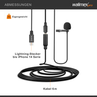 Boya M2 microfono a clip per iOS piccolo e potente microfono lavalier 50 Hz 20 kHz per dispositivi iOS, cavo adattatore Lightning adatto anche alla digitalizzazione nero