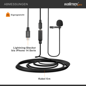 Boya M2 microfono a clip per iOS piccolo e potente microfono lavalier 50 Hz 20 kHz per dispositivi iOS, cavo adattatore Lightning adatto anche alla digitalizzazione nero