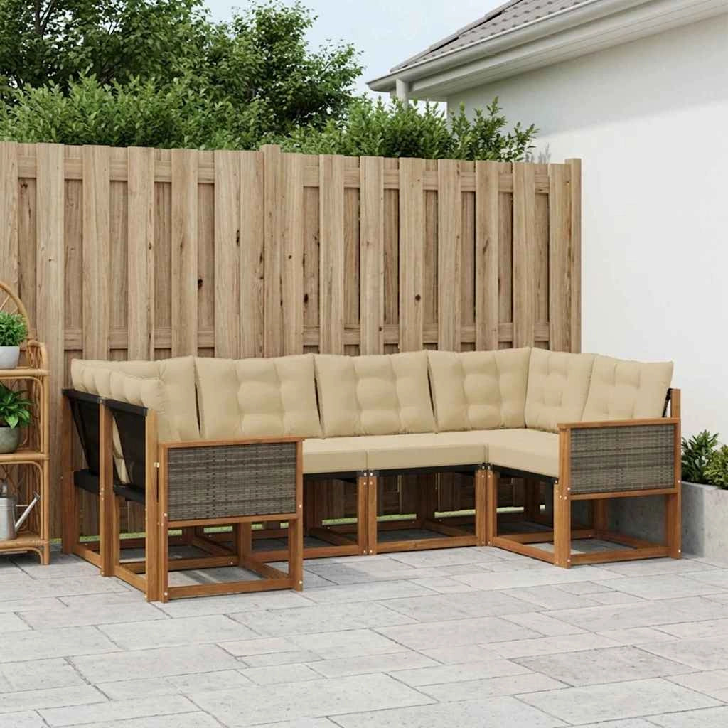 Set di divani da esterno 6 pz Naturale e Beige 3382173