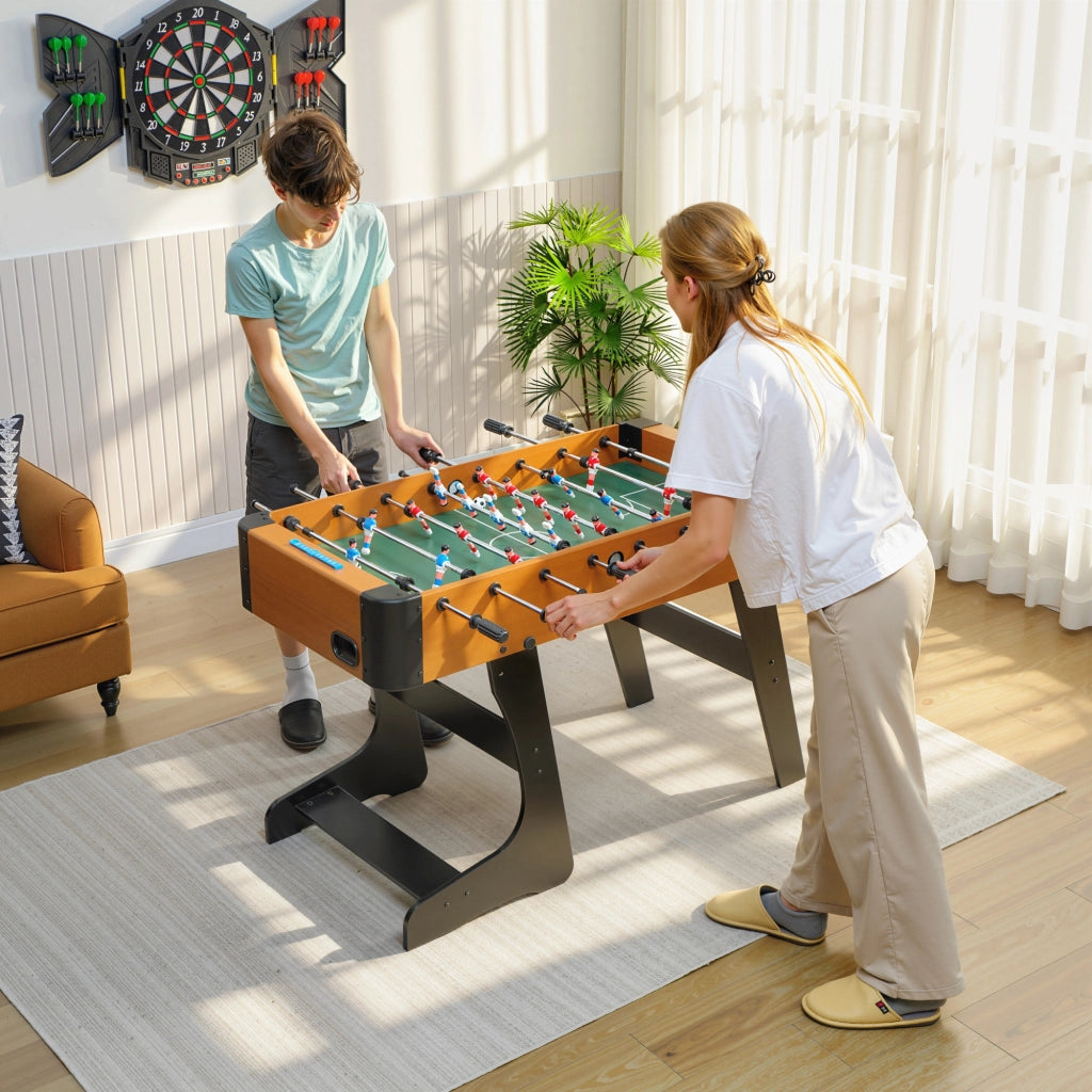 Tavolo da calcio balilla pieghevole in legno ¨C zephmum ¨C 118x107.5x78 cm, marrone