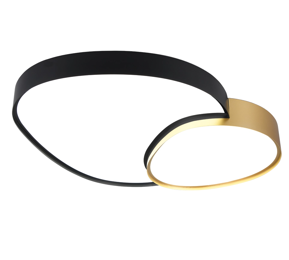 Plafoniera LED forma organica, metallo, nero e oro, L 77 cm, Rise