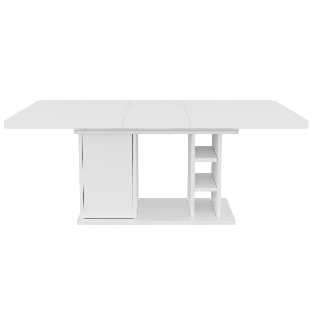 Tavolo da pranzo allungabile 140/180 x 80 cm in MDF bianco con vano contenitore