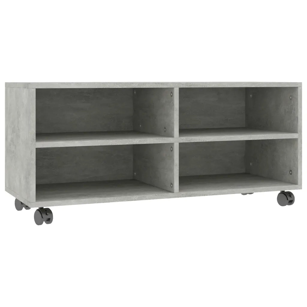 Mobile TV con Ruote Grigio Cemento 90x35x35 cm in Multistrato 800184